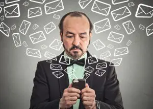 man reading message email from smartphone