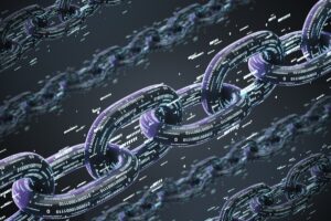 Black diagonal chain, a blockchain concept, dark How Blockchain Works