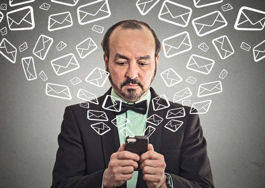 man reading message email from smartphone