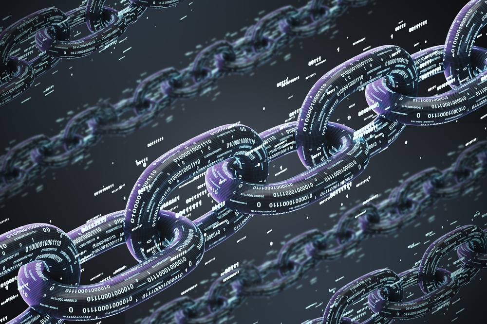 Black diagonal chain, a blockchain concept, dark How Blockchain Works