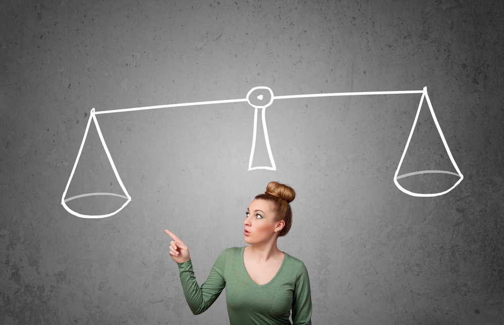 Young woman taking a decision choosing the right software